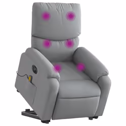 Poltrona Alzapersona Massaggi Elettrica Grigio Chiaro Tessutocod mxl 109259 - Vista aggiuntiva 3