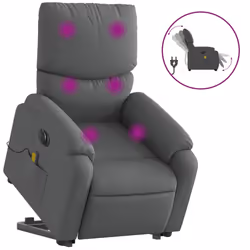 Poltrona Alzapersona Massaggi Elettrica Grigio Scuro Tessutocod mxl 85292 - Vista aggiuntiva 2