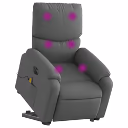 Poltrona Alzapersona Massaggi Elettrica Grigio Scuro Tessutocod mxl 85292 - Vista aggiuntiva 3