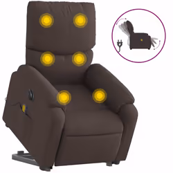 Poltrona Alzapersona Massaggio Elettrica Marrone Scuro Tessutocod mxl 133233 - Vista aggiuntiva 2