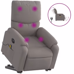 Poltrona Alzapersona Massaggiante Elettrica Tortora in Tessutocod mxl 85294 - Vista aggiuntiva 2