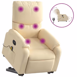 Poltrona Alzapersona Massaggiante Elettrica Crema in Tessutocod mxl 109261 - Vista aggiuntiva 2