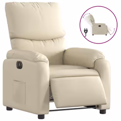 Poltrona Reclinabile Elettrica Crema in Similpellecod mxl 133234 - Vista aggiuntiva 2