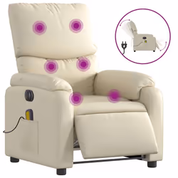 Poltrona Massaggiante Elettrica Reclinabile Crema Similpellecod mxl 85297 - Vista aggiuntiva 2