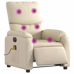 Poltrona Massaggiante Elettrica Reclinabile Crema Similpellecod mxl 85297 - Vista aggiuntiva 3