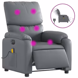Poltrona Massaggiante Elettrica Reclinabile Grigio Similpellecod mxl 85298 - Vista aggiuntiva 2