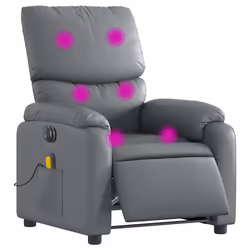 Poltrona Massaggiante Elettrica Reclinabile Grigio Similpellecod mxl 85298 - Vista aggiuntiva 3
