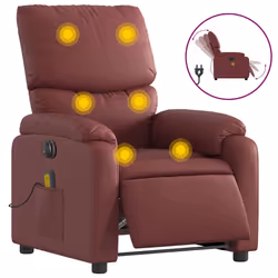Poltrona Massaggiante Reclinabile Rosso Vino in Similpellecod mxl 109265 - Vista aggiuntiva 2