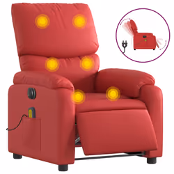 Poltrona Massaggio Elettrica Reclinabile Rosso Similpellecod mxl 133236 - Vista aggiuntiva 2