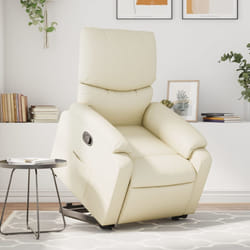 vidaXL Poltrona Alzapersona Reclinabile Crema in Similpelle
