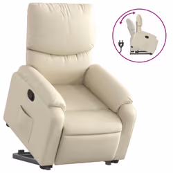 vidaXL Poltrona Alzapersona Reclinabile Crema in Similpelle - Vista aggiuntiva 2