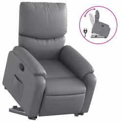 Poltrona Alzapersona Reclinabile Grigio in Similpellecod mxl 85299 - Vista aggiuntiva 2