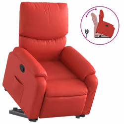 vidaXL Poltrona Alzapersona Reclinabile Rosso in Similpelle - Vista aggiuntiva 2