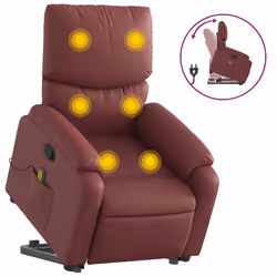 Poltrona Alzapersone Massaggi Reclinabile Rosso Vino Similpellecod mxl 109268 - Vista aggiuntiva 2