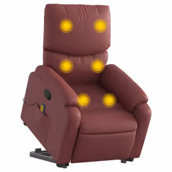 Poltrona Alzapersone Massaggi Reclinabile Rosso Vino Similpellecod mxl 109268 - Vista aggiuntiva 3