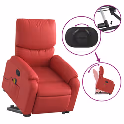 VidaXL 3204898 sedia massaggiante elettrica Rosso Ecopelle - Vista aggiuntiva 6