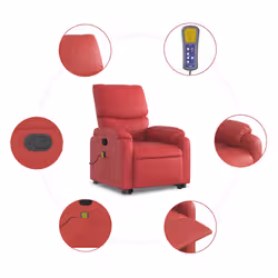 VidaXL 3204898 sedia massaggiante elettrica Rosso Ecopelle - Vista aggiuntiva 8