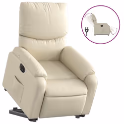 Poltrona Alzapersona Reclinabile Crema in Similpellecod mxl 133238 - Vista aggiuntiva 2