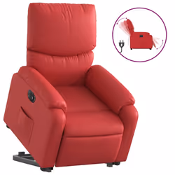 Poltrona Alzapersona Reclinabile Elettrica Rossa in Similpellecod mxl 85302 - Vista aggiuntiva 2