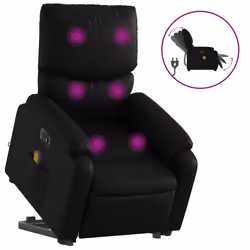 Poltrona Alzapersona Massaggiante Elettrica Nera in Similpellecod mxl 85303 - Vista aggiuntiva 2