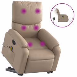 Poltrona Alzapersona Massaggio Elettrica Cappuccino Similpellecod mxl 85305 - Vista aggiuntiva 2