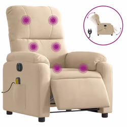 Poltrona Reclinabile Massaggiante Elettrica Crema Microfibracod mxl 85572 - Vista aggiuntiva 2