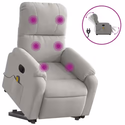 Poltrona a Rialzo Reclinabile Massaggi Grigio Chiaro Microfibracod mxl 85576 - Vista aggiuntiva 2