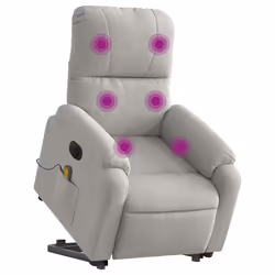 Poltrona a Rialzo Reclinabile Massaggi Grigio Chiaro Microfibracod mxl 85576 - Vista aggiuntiva 3