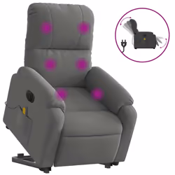 Poltrona a Rialzo Reclinabile Massaggi Grigio Scuro Microfibracod mxl 109543 - Vista aggiuntiva 2