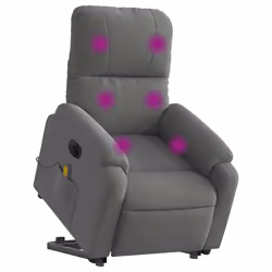 Poltrona a Rialzo Reclinabile Massaggi Grigio Scuro Microfibracod mxl 109543 - Vista aggiuntiva 3