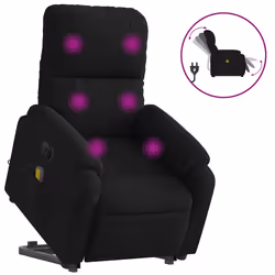 Poltrona a Rialzo Reclinabile Massaggiante Nera Microfibracod mxl 85575 - Vista aggiuntiva 2