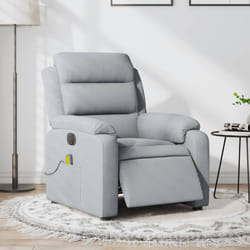 vidaXL Poltrona Reclinabile Massaggio Elettrica Grigio Chiaro Tessuto