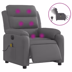 Poltrona Reclinabile Massaggio Elettrica Grigio Scuro Tessutocod mxl 133206 - Vista aggiuntiva 2