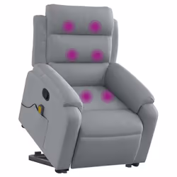 Poltrona Alzapersona Massaggi Reclinabile Grigio Chiaro Tessutocod mxl 108857 - Vista aggiuntiva 3