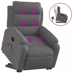 Poltrona Alzapersona Massaggi Reclinabile Grigio Scuro Tessutocod mxl 93081 - Vista aggiuntiva 2