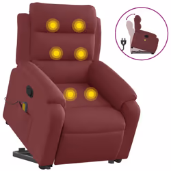 Poltrona Alzapersona Massaggio Reclinabile Rosso Vino Tessutocod mxl 132827 - Vista aggiuntiva 2
