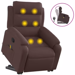 Poltrona Alzapersona Massaggi Reclinabile Marrone Scuro Tessutocod mxl 132823 - Vista aggiuntiva 2