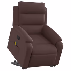 Poltrona Alzapersona Massaggi Reclinabile Marrone Scuro Tessutocod mxl 132823 - Vista aggiuntiva 3