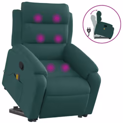 Poltrona Alzapersona Massaggiante Verde Scuro in Tessutocod mxl 84902 - Vista aggiuntiva 2