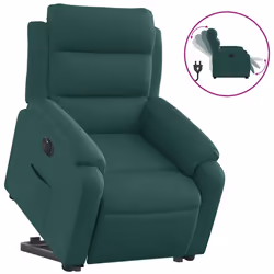 vidaXL Poltrona Alzapersona Reclinabile Elettrica Verde Scuro Tessuto - Vista aggiuntiva 2