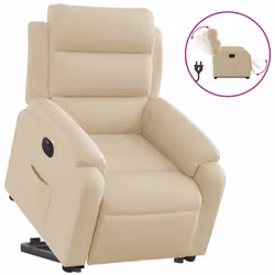 Poltrona Alzapersona Reclinabile Elettrica Crema in Tessutocod mxl 109238 - Vista aggiuntiva 2