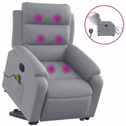 Poltrona Alzapersona Massaggi Elettrica Grigio Chiaro Tessutocod mxl 132831 - Vista aggiuntiva 2