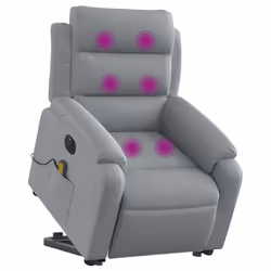 Poltrona Alzapersona Massaggi Elettrica Grigio Chiaro Tessutocod mxl 132831 - Vista aggiuntiva 3