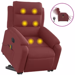 Poltrona Alzapersona Massaggiante Elettrica Rosso Vino Tessutocod mxl 84904 - Vista aggiuntiva 2