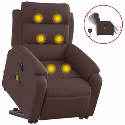 Poltrona Alzapersona Massaggio Elettrica Marrone Scuro Tessutocod mxl 132830 - Vista aggiuntiva 2