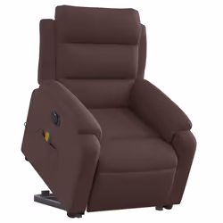 Poltrona Alzapersona Massaggio Elettrica Marrone Scuro Tessutocod mxl 132830 - Vista aggiuntiva 3