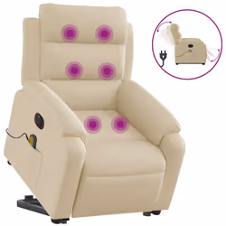 Poltrona Alzapersona Massaggiante Elettrica Crema in Tessutocod mxl 93082 - Vista aggiuntiva 2