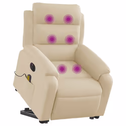 Poltrona Alzapersona Massaggiante Elettrica Crema in Tessutocod mxl 93082 - Vista aggiuntiva 3