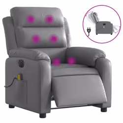 Poltrona Massaggiante Elettrica Reclinabile Grigio Similpellecod mxl 85086 - Vista aggiuntiva 2
