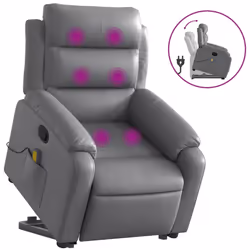Poltrona Alzapersona Reclinabile Massaggio Grigio Similpellecod mxl 84900 - Vista aggiuntiva 2
